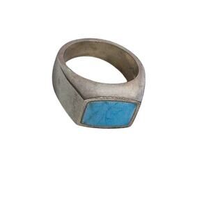 Vintage Sterling Silver Turquoise Inlay Ring Size 5